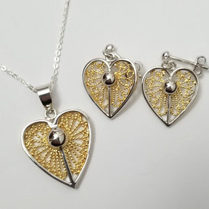 Vermeil Heart Necklace and Earring Set